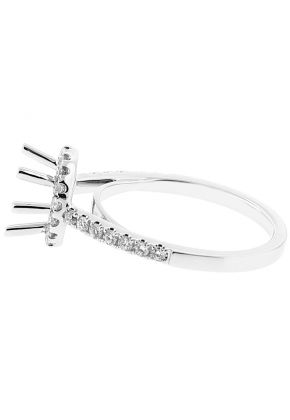 Semi Mount Round Halo Engagement Ring with Diamonds in 18k White Gold