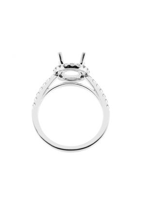 Semi Mount Round Halo Engagement Ring with Diamonds in 18k White Gold