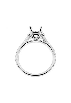 Semi Mount Round Halo Engagement Ring with Diamonds in 18k White Gold