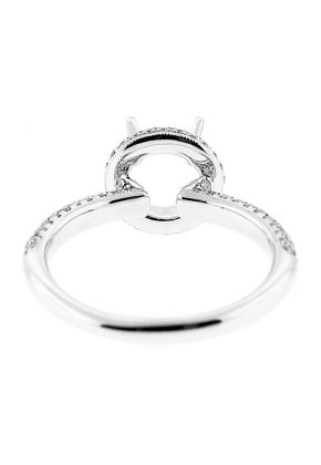 Semi Mount Milgrain Engraved Engagement Ring with Pav?? Set Diamonds in 18k White Gold