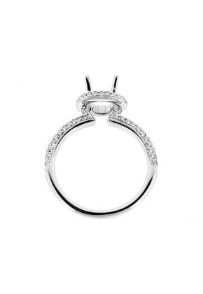 Semi Mount Milgrain Engraved Engagement Ring with Pav?? Set Diamonds in 18k White Gold