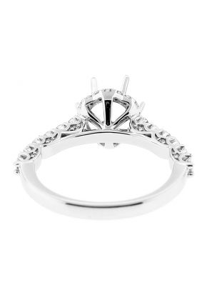 Semi Mount Round Halo Engagement Ring with Diamonds in 18k White Gold