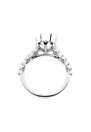 Semi Mount Round Halo Engagement Ring with Diamonds in 18k White Gold
