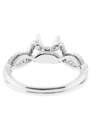 Semi Mount Twist Shank Engagement Ring with Diamonds in 18k White Gold