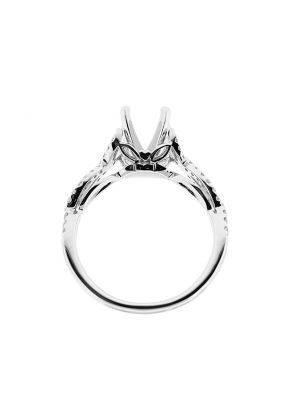 Semi Mount Twist Shank Engagement Ring with Diamonds in 18k White Gold