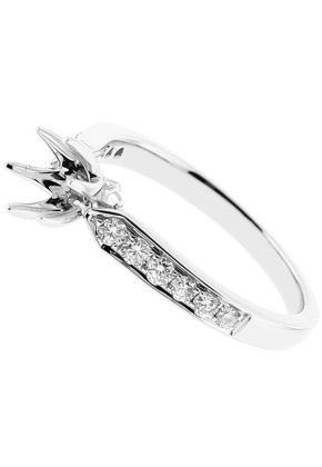 Semi Mount Engagement Ring with Preset Diamonds in 18k White Gold