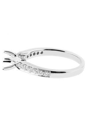 Semi Mount Engagement Ring with Preset Diamonds in 18k White Gold