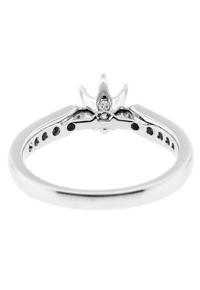 Semi Mount Engagement Ring with Preset Diamonds in 18k White Gold