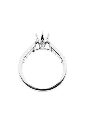 Semi Mount Engagement Ring with Preset Diamonds in 18k White Gold