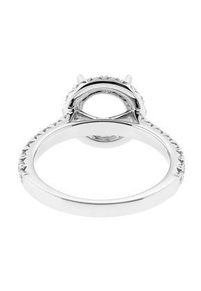 Semi Mount Round Halo Engagement Ring with Diamonds in 18k White Gold