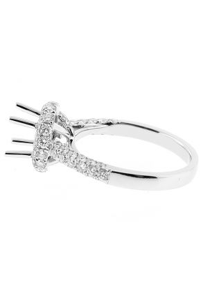 Semi Mount Round Halo Engagement Ring with Pav?? Set Diamonds in 18k White Gold