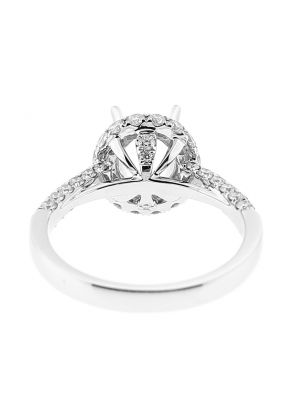 Semi Mount Round Halo Engagement Ring with Pav?? Set Diamonds in 18k White Gold