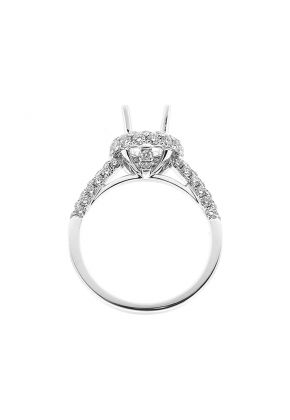 Semi Mount Round Halo Engagement Ring with Pav?? Set Diamonds in 18k White Gold