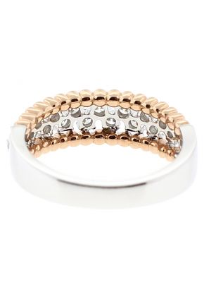 Two Tone Milgrain Engraved Diamond Band in 18k White and Rose Gold