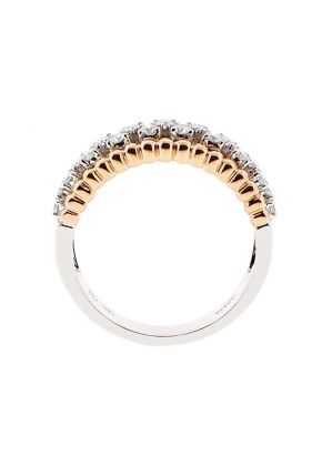 Two Tone Milgrain Engraved Diamond Band in 18k White and Rose Gold