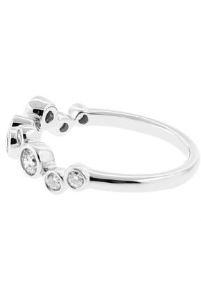 Ladies Geometric Style Fashion Ring with Bezel Set Diamonds in 18k White Gold