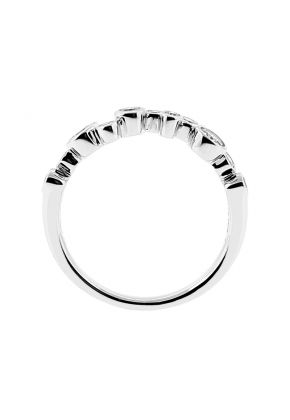 Ladies Geometric Style Fashion Ring with Bezel Set Diamonds in 18k White Gold