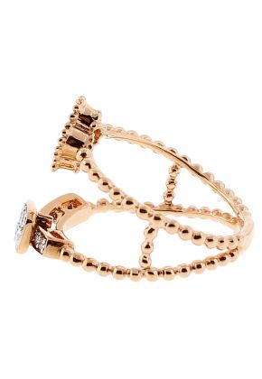 Split-Style Ladies Diamond Fashion Ring with Beaded Design and Moveable Charm in 18k Rose Gold