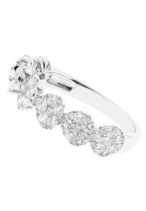 Ladies Fashionable Wedding Band with Tilted Round Designs of Diamonds in 18k White Gold
