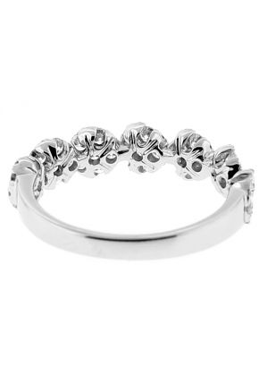 Ladies Fashionable Wedding Band with Tilted Round Designs of Diamonds in 18k White Gold