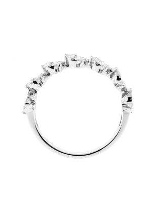 Ladies Fashionable Wedding Band with Tilted Round Designs of Diamonds in 18k White Gold