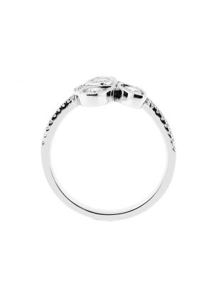 Stylish Ladies Fashion Ring with Micro Prong and Channel Set Diamonds Bordered by Milgrain in 18k White Gold