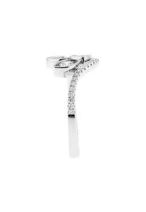 Stylish Ladies Fashion Ring with Micro Prong and Channel Set Diamonds Bordered by Milgrain in 18k White Gold