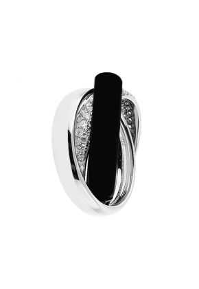 Ladies Trinity Ring with Micro Pav?? Set Diamonds in 18k White Gold