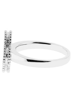 Clover Shaped Ladies Fashion Ring with Micro Pav?? Set Diamonds Bordered by Beaded Milgrain in 18k White Gold