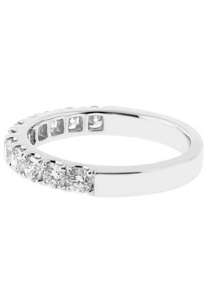 Ladies Single Row Wedding Band with Diamonds in 18k White Gold