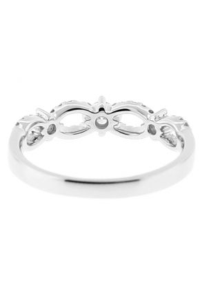 Stylish Ladies Openwork Wedding Band with Diamonds in 18k White Gold