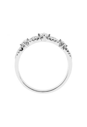 Stylish Ladies Openwork Wedding Band with Diamonds in 18k White Gold
