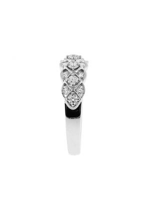 Ladies Vintage Inspired Openwork Fashion Ring with Channel Set Diamonds in 18kt White Gold