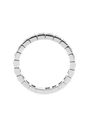 Single Row Ladies Eternity Band with Diamonds Bordered by Milgrain Engraving in 18k White Gold