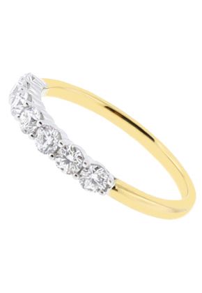 Ladies Two Tone Wedding Band with Diamonds in 18k White and Yellow Gold