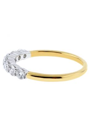 Ladies Two Tone Wedding Band with Diamonds in 18k White and Yellow Gold