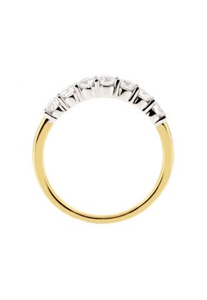 Ladies Two Tone Wedding Band with Diamonds in 18k White and Yellow Gold