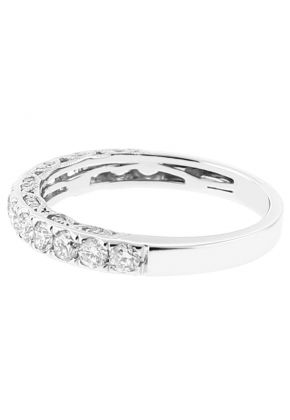 Ladies Triple Side Wedding Band with Pav?? Set Diamonds and Milgrain Engraving in 18kt White Gold