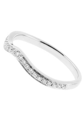 Ladies U Curve Wedding Band with Micro Pave Set Diamonds in 18k White Gold