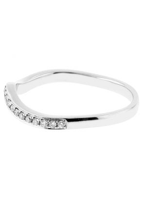 Ladies U Curve Wedding Band with Micro Pave Set Diamonds in 18k White Gold
