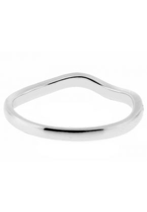 Ladies U Curve Wedding Band with Micro Pave Set Diamonds in 18k White Gold