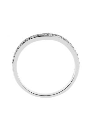 Ladies U Curve Wedding Band with Micro Pave Set Diamonds in 18k White Gold