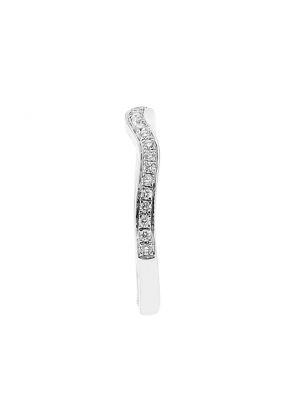 Ladies U Curve Wedding Band with Micro Pave Set Diamonds in 18k White Gold