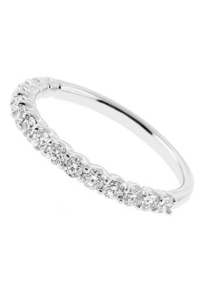 Ladies Single Row Wedding Band with U Prong Set Diamonds in 18kt White Gold