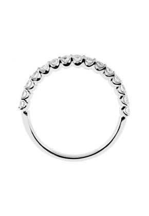 Ladies Single Row Wedding Band with U Prong Set Diamonds in 18kt White Gold