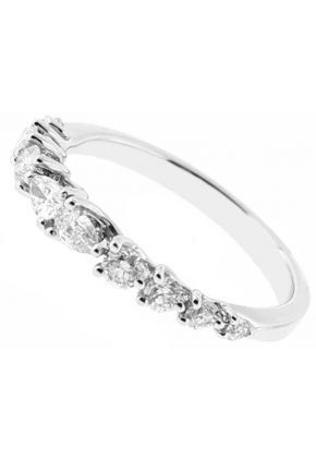 Ladies Wedding Band with Round and Pear Shaped Diamonds in 18kt White Gold