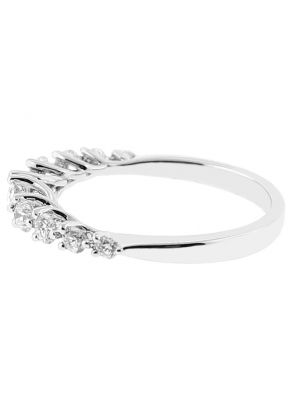 Ladies Wedding Band with Round and Pear Shaped Diamonds in 18kt White Gold