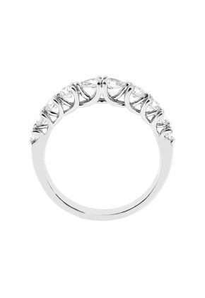 Ladies Wedding Band with Round and Pear Shaped Diamonds in 18kt White Gold