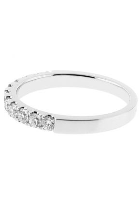 Ladies Single Row Wedding Band with Diamonds in 18kt White Gold