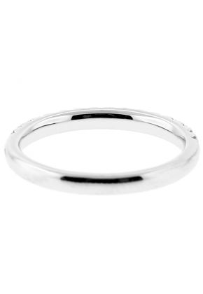 Single Row Ladies Wedding Band with Diamonds in 18kt White Gold